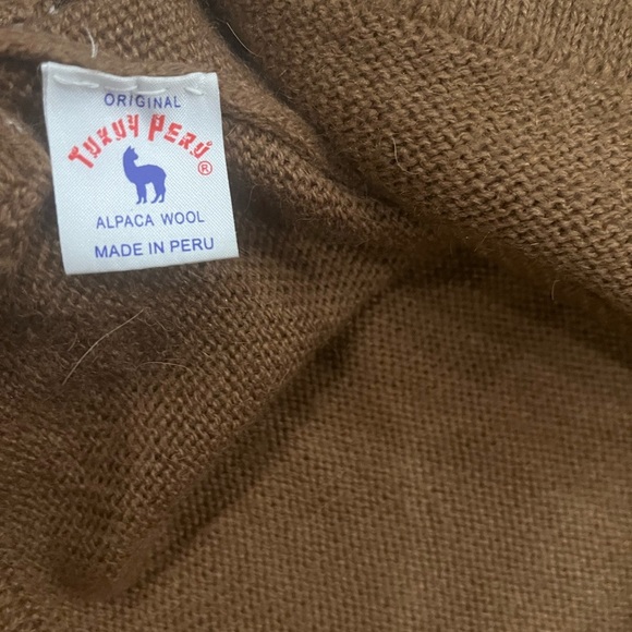 [S/M]Peru Alpaca Wool Brown Camel Patterned Sweater - Picture 5 of 5